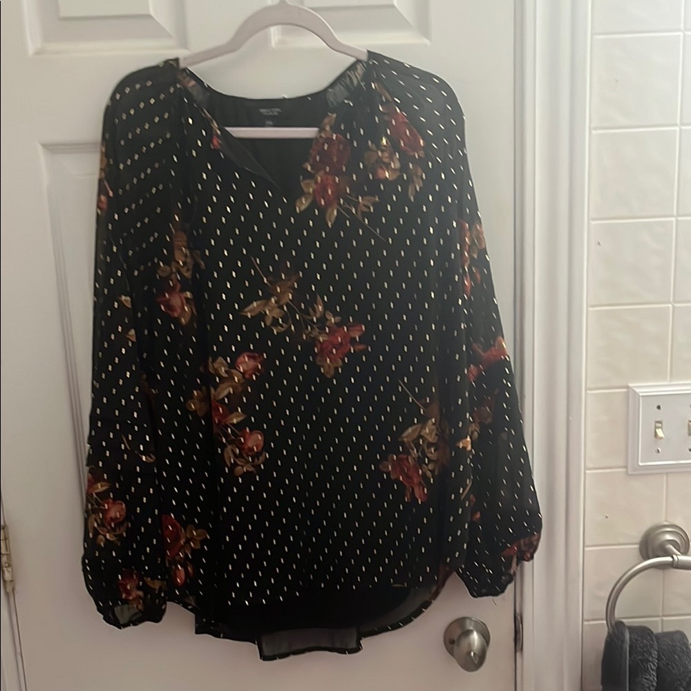 Simply Vera Vera Wang Black and White Long Sleeve Blouse